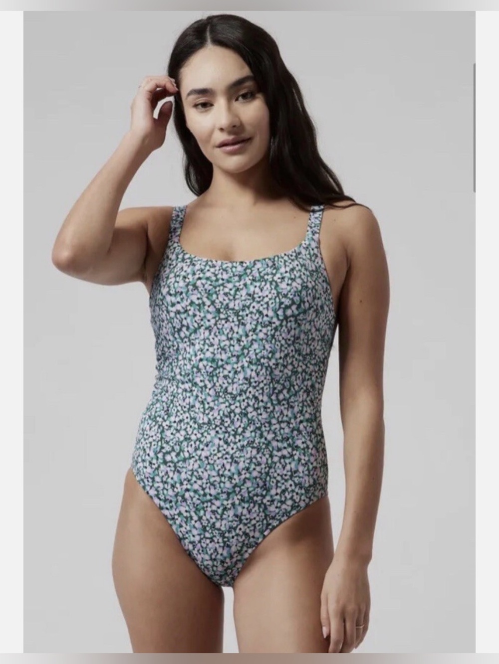 Athleta Hermosa Ditsy Floral Print Adjustable Straps One Piece Swimsuit size L